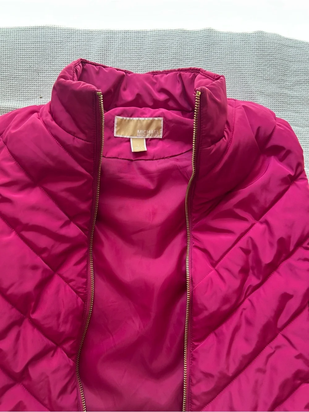 Michael Kors Vibrant Pink Quilted Puffer Vest
